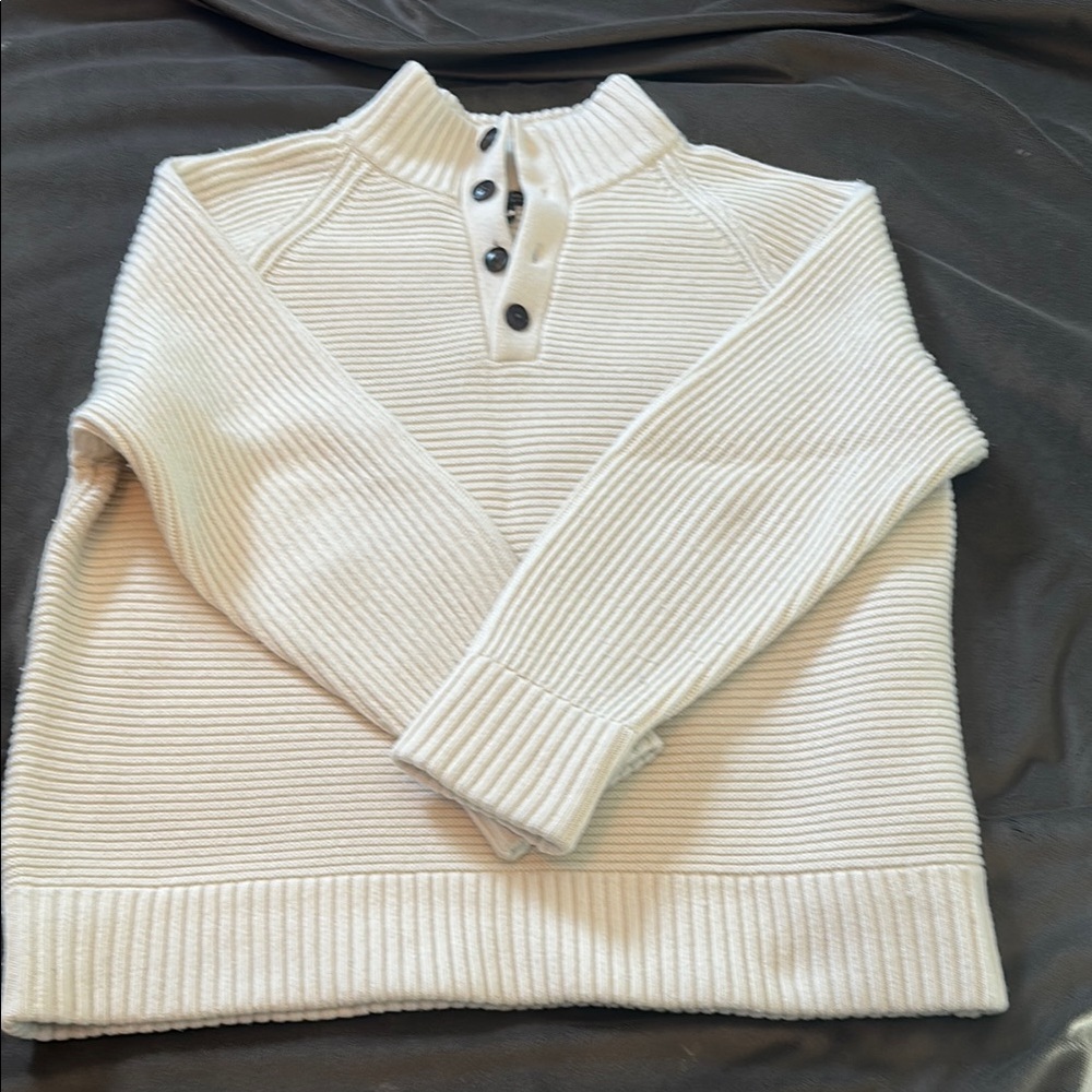 Women's White Ribbed Sweater